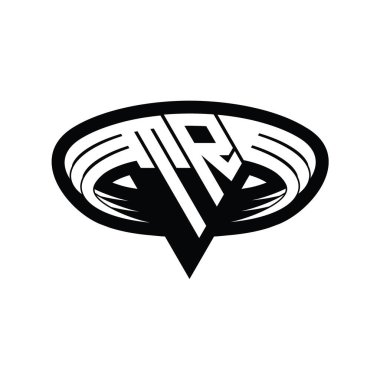 Üçgen biçimli dilimlenmiş izole tasarım şablonu içeren TR Logo monogram harfi