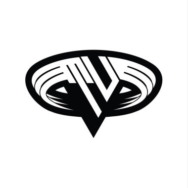 Üçgen biçimli dilimlenmiş izole tasarım şablonu içeren TU Logo monogram harfi