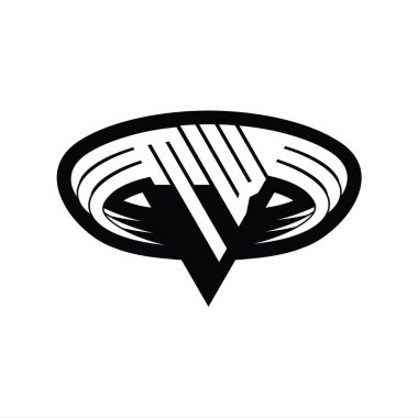 Üçgen biçimli, dilimlenmiş tasarım şablonlu TW Logo monogram harfi