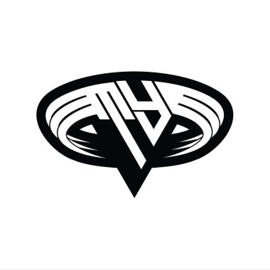 TY Logo üçgen dilimli monogram harfi izole edilmiş tasarım şablonu
