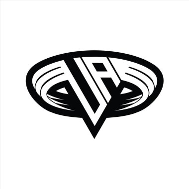 Üçgen biçimli dilimlenmiş izole tasarım şablonlu UA Logo monogram harfi