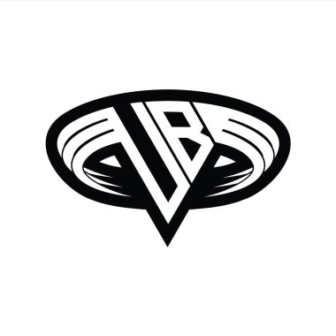 Üçgen biçimli dilimlenmiş izole tasarım şablonu içeren UB logo monogram harfi