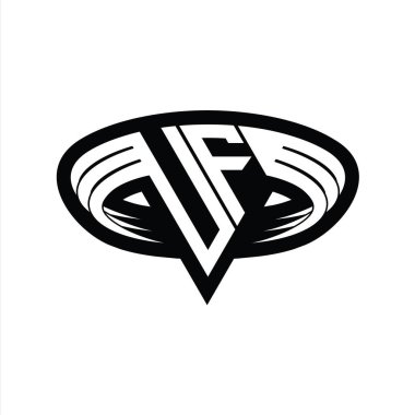 Üçgen biçimli dilimlenmiş izole tasarım şablonu içeren UF Logo monogram harfi