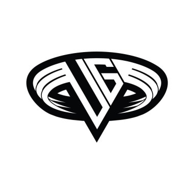 Üçgen biçimli dilimlenmiş izole tasarım şablonlu UG logo monogram harfi
