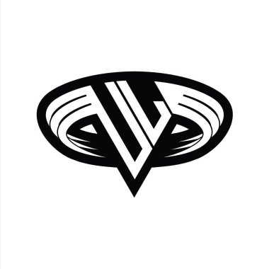 Üçgen biçimli dilimlenmiş izole tasarım şablonu olan UL Logo monogram harfi