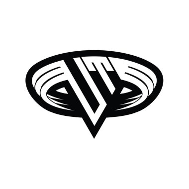 Üçgen biçimli dilimlenmiş izole tasarım şablonu içeren UT Logo monogram harfi