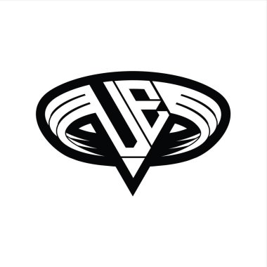 VE Logo üçgen dilimli monogram harfi izole edilmiş tasarım şablonu