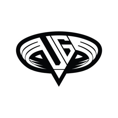 Üçgen biçimli dilimlenmiş izole tasarım şablonu içeren VG Logo monogram harfi