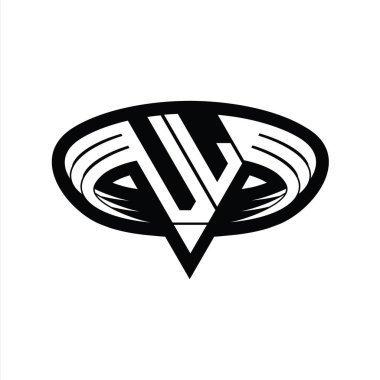 Üçgen biçimli dilimlenmiş izole tasarım şablonu içeren VL Logo monogram harfi