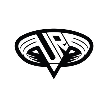 Üçgen biçimli dilimlenmiş izole tasarım şablonu içeren VR Logo monogram harfi