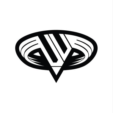 Üçgen biçimli, dilimlenmiş tasarım şablonu içeren VU Logo monogram harfi