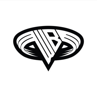 WB Logo monogram harfi üçgen biçimli dilimlenmiş tasarım şablonu