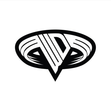WD Logo monogram harfi üçgen biçimli dilimlenmiş tasarım şablonu