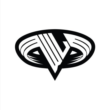 WL Logo monogram harfi üçgen biçimli dilimlenmiş tasarım şablonu
