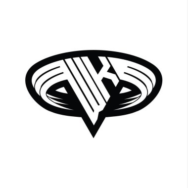 WK Logo monogram harfi üçgen biçimli dilimlenmiş tasarım şablonu