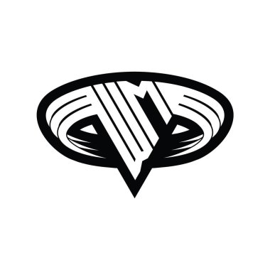 WM Logo monogram harfi üçgen biçimli dilimlenmiş tasarım şablonu