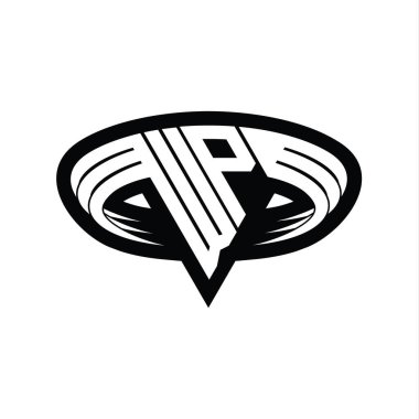 WP Logo monogram harfi üçgen biçimli dilimlenmiş tasarım şablonu