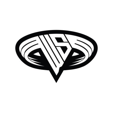 WS Logo monogram harfi üçgen biçimli dilimlenmiş tasarım şablonu