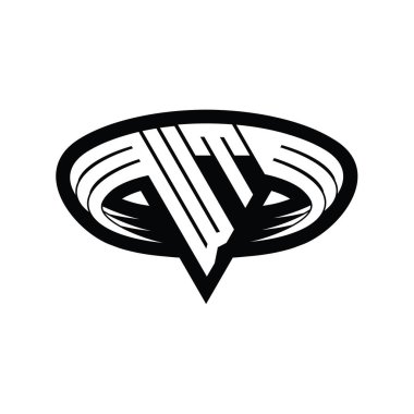 WT Logo monogram harfi üçgen biçimli dilimlenmiş tasarım şablonu