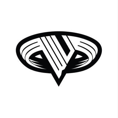 WU Logo monogram harfi üçgen biçimli dilimlenmiş tasarım şablonu