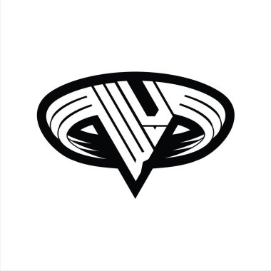 WV Logo monogram harfi üçgen biçimli dilimlenmiş tasarım şablonu