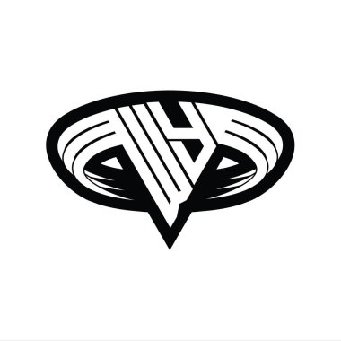 WY Logo monogram harfi üçgen biçimli dilimlenmiş tasarım şablonu