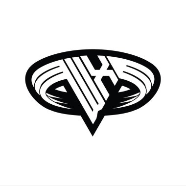WX Logo monogram harfi üçgen biçimli dilim izole tasarım şablonu