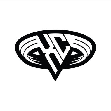XC Logo monogram harfi üçgen biçimli dilimlenmiş tasarım şablonu