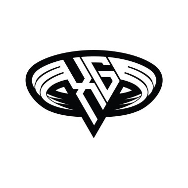 Üçgen biçimli dilimlenmiş izole tasarım şablonu içeren XG Logo monogram harfi