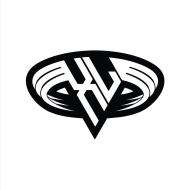 Üçgen biçimli dilimlenmiş izole tasarım şablonu içeren XL Logo monogram harfi