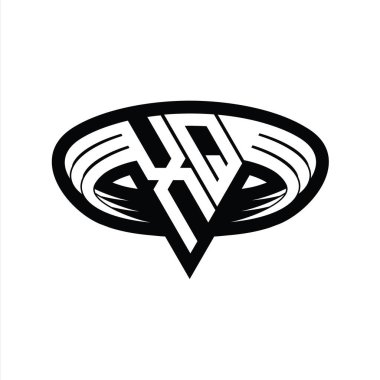 Üçgen biçimli dilimlenmiş izole tasarım şablonu içeren XQ logo monogram harfi