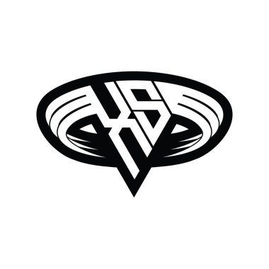XS Logo monogram harfi üçgen biçimli dilimlenmiş tasarım şablonu