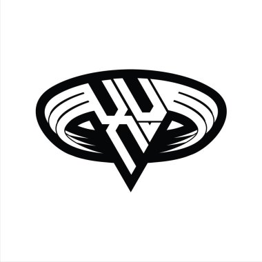 Üçgen biçimli dilimlenmiş izole tasarım şablonu içeren XV logo monogram harfi
