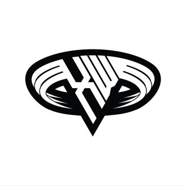 XW Logo monogram harfi üçgen biçimli dilimlenmiş tasarım şablonu