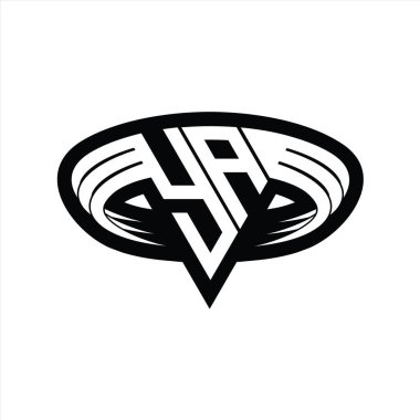Üçgen biçimli, dilimlenmiş tasarım şablonlu YA Logo monogram harfi