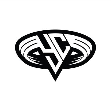Üçgen biçimli, dilimlenmiş tasarım şablonlu YC logo monogram harfi
