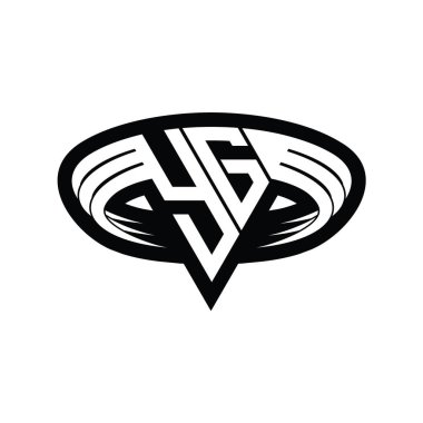 Üçgen biçimli dilimlenmiş izole tasarım şablonu içeren YG logo monogram harfi