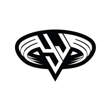 Üçgen biçimli, dilimlenmiş tasarım şablonu içeren YJ logo monogram harfi