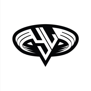 Üçgen biçimli dilimlenmiş izole tasarım şablonu içeren YL Logo monogram harfi