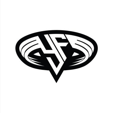 Üçgen biçimli dilimlenmiş izole tasarım şablonu içeren YF Logo monogram harfi