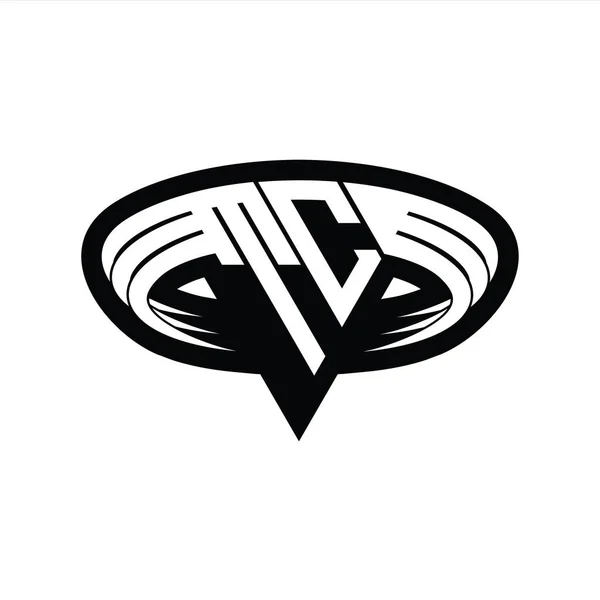 Üçgen Biçimli Dilimlenmiş Dış Hat Tasarım Şablonlu Logo Monogram Harfi — Stok fotoğraf