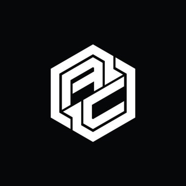 Altıgen geometrik şekil tasarım şablonu ile AC Logo monogram oyunu