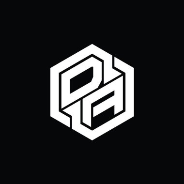 Altıgen geometrik şekil tasarım şablonlu DA Logo monogram oyunu