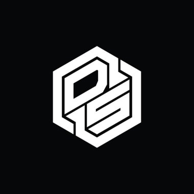 Altıgen geometrik şekil tasarım şablonlu DS Logo monogram oyunu