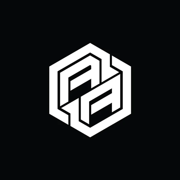 六角形の幾何学的な形状のデザインテンプレートとAaのロゴのモノグラムゲーム — ストック写真
