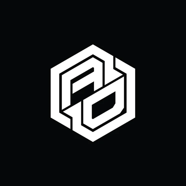 AD Logo monogram gaming with hexagon geometric shape design template