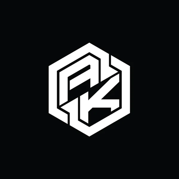 Logo Monogram Spil Med Sekskant Geometrisk Form Designskabelon - Stock-foto