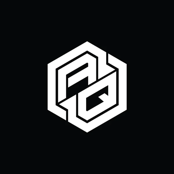 Aq六角形の幾何学的な形状のデザインテンプレートとロゴのモノグラムゲーム — ストック写真