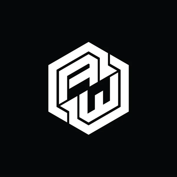 AW Logo monogram gaming with hexagon geometric shape design template