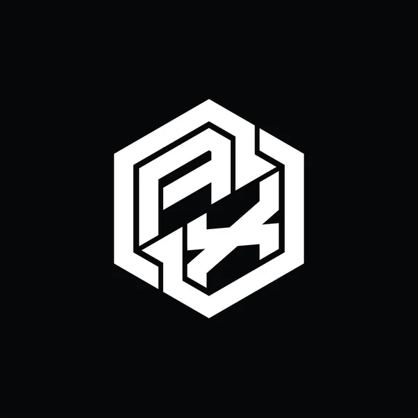 Gry Monogramem Logo Sześciokątnym Geometrycznym Wzorem Kształtu — Zdjęcie stockowe